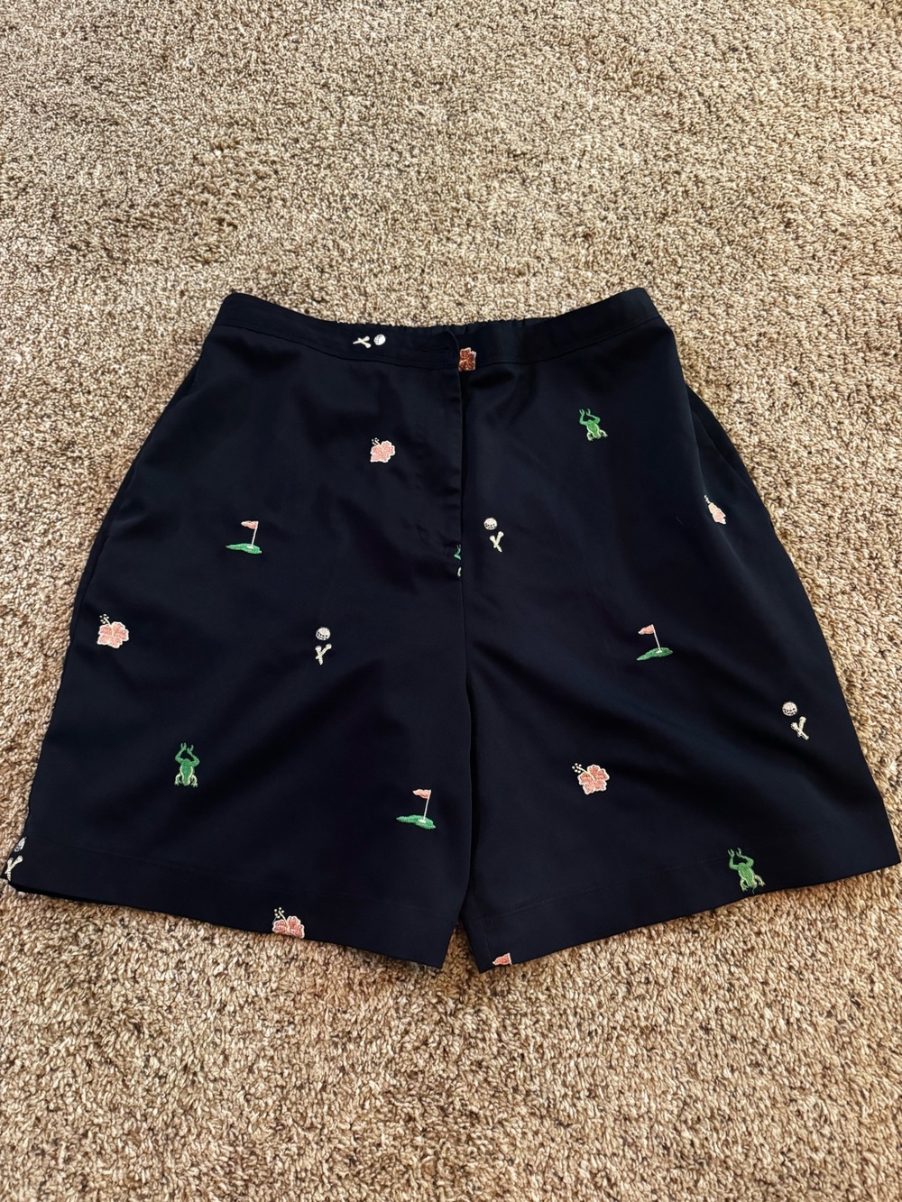 Coral Bay Navy Embroidered Golf Motif Women's Shorts size 14